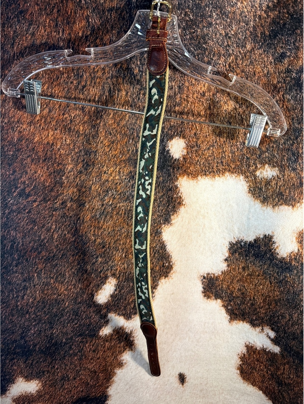 Preston Made in England Canvas and Leather Belt Size 20 with Camouflage Detail